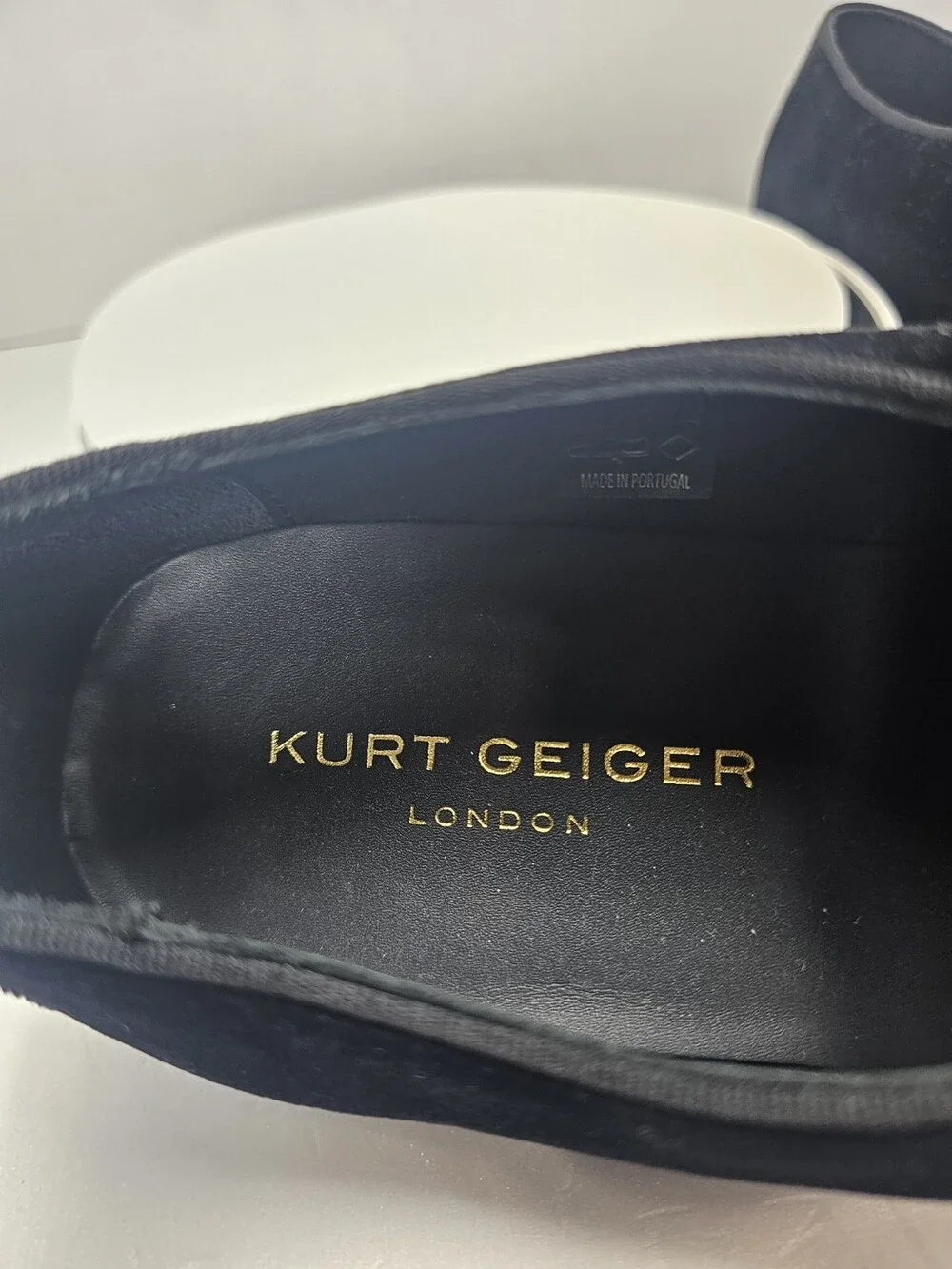 Kurt Geiger London Black Velvet Eagle Head Loafers Men’s US 8.5 UK 7.5 EU 41.5
